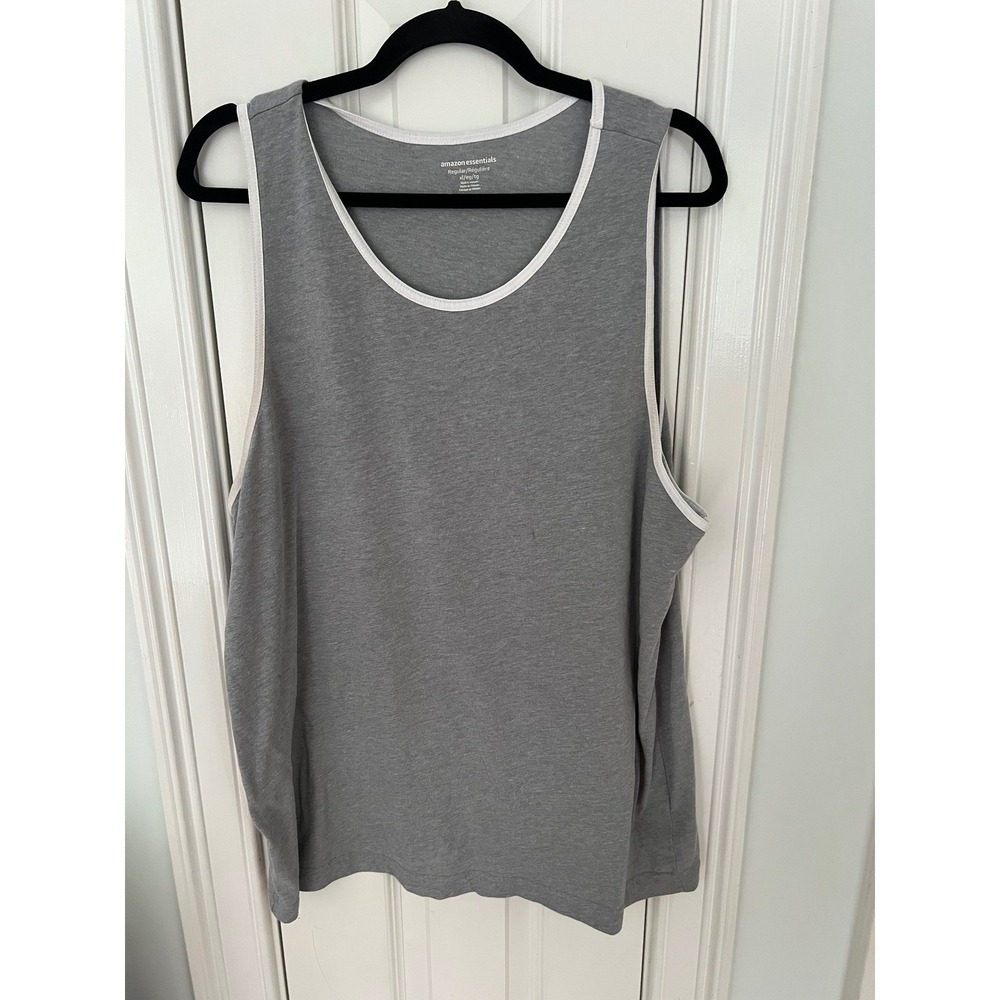 Amazon Essential Womens Heather Gray Ringer Tank Top XL Contrast Trim Sleeveless